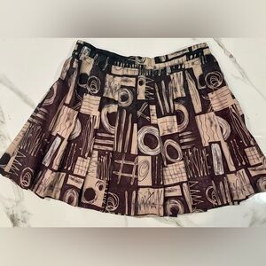 Pebble Beach Pleaded Vintage Brown Tan Pattern Pleated Golf-Tennis Mini Skirt.